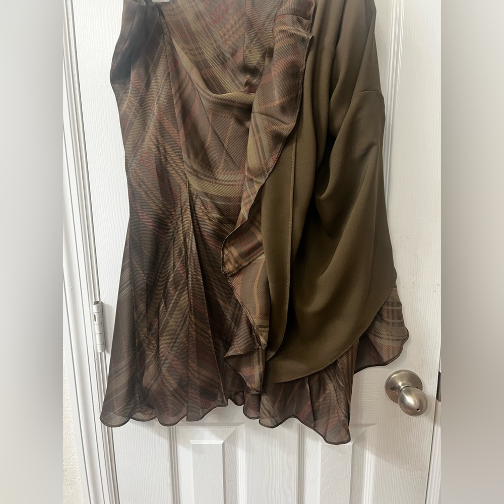 Ralph Lauren NEW XL 100% Silk Brown Knee-Length Asymmetrical Skirt - Picture 3 of 4